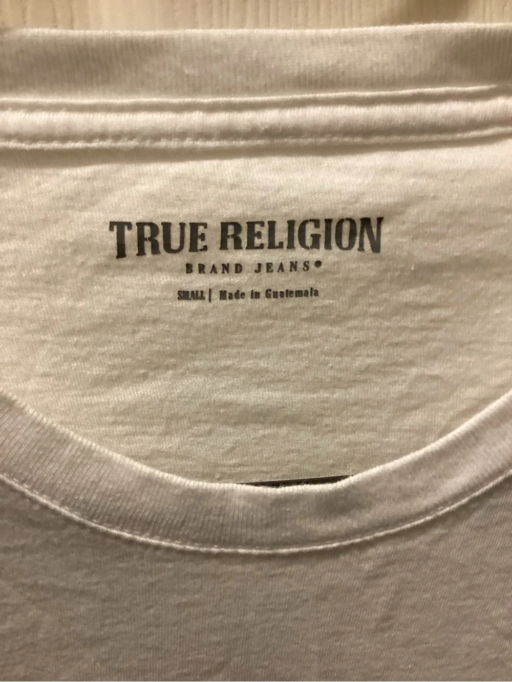 True Religion White Long-Sleeve Logo Tee with Sleeve Script